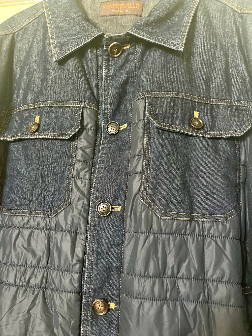 Waterville Italy Luxury Hybrid Denim Quilted Jacket Sz IT 56 US Large - Picture 3 of 9